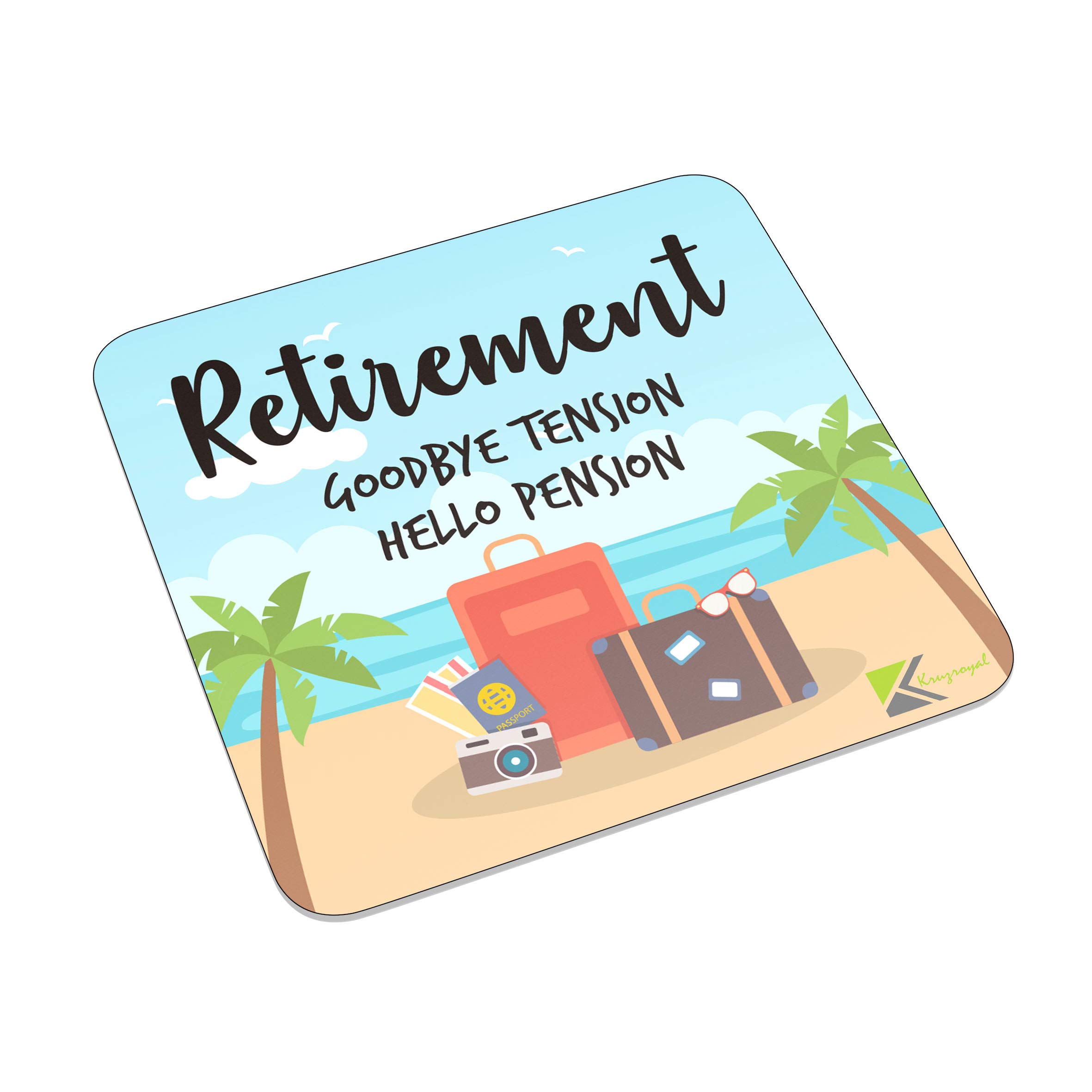 Kruzroyal Fm027 Retirement Goodbye Tension Hello Pension Novelty Funny Idea Glossy Metal Square Fridge Magnet