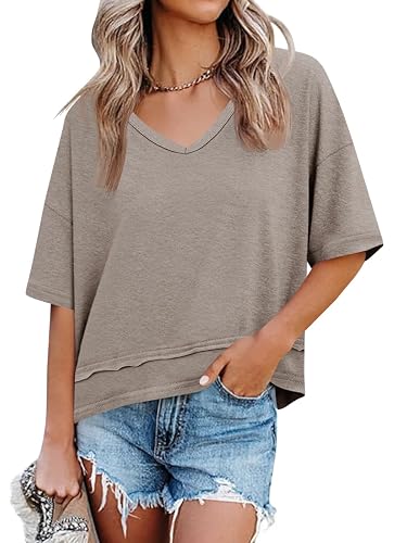 Cicy Bell Womens Summer V Neck T Shirts Casual Short