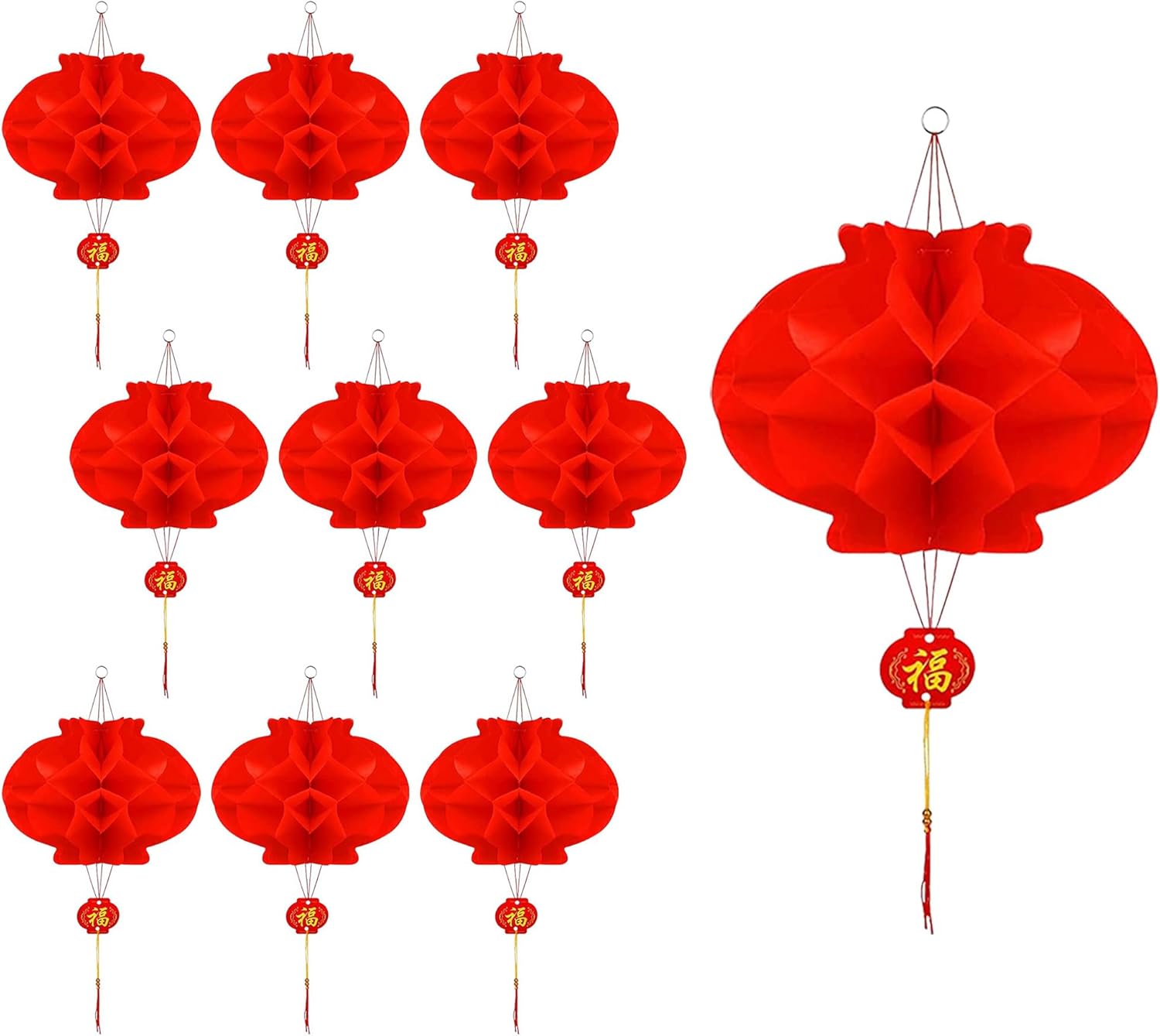 10Pcs 10 Inches Red Chinese Lanterns Chinese Round Paper Lanterns