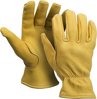 MEN`S FULL GRAIN TAN DEERSKIN LEATHER GLOVES LINED 40 GRAM