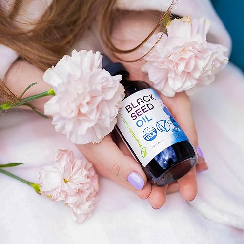 Miniatura 3 de Aceite de semilla negra para cabello  Aceite de semilla negra líquido de semillas de Nigella Seeds prensado en frío, virgen sin refinar, aceite de