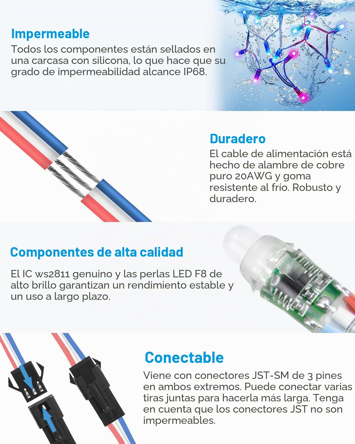 ALITOVE 500pcs WS2811 Direccionable Individualmente 12V RGB LED Píxeles Luz 12mm Difuso Cambio de Color Módulo Impermeable IP68 para Pantalla Señales Publicitarias al Aire Libre