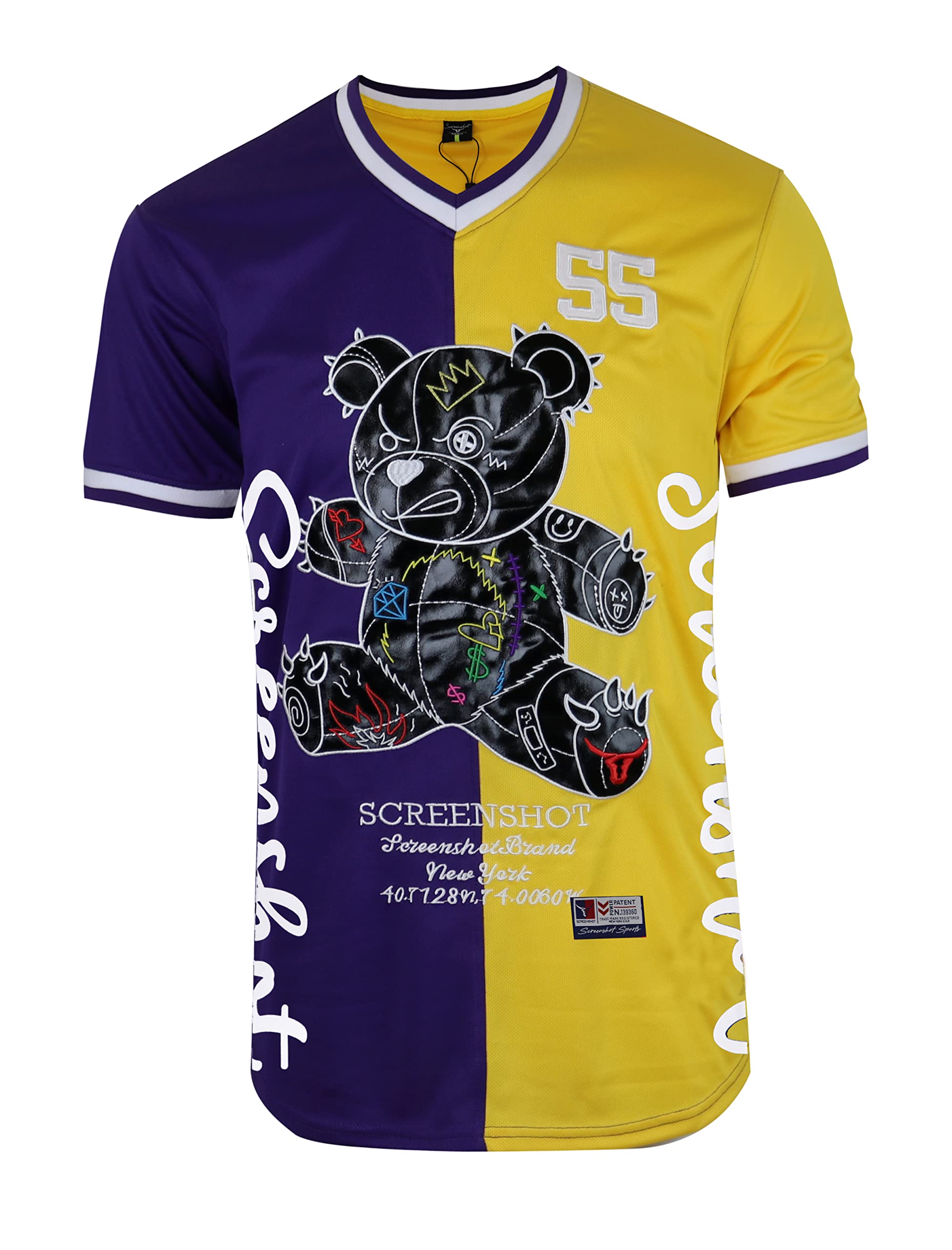 SCREENSHOT Herren Hip-Hop Premium Urban Sreetwear Fashion Jersey Top – NYC-Stil Basketball Sport Team Farbe Mesh Tops