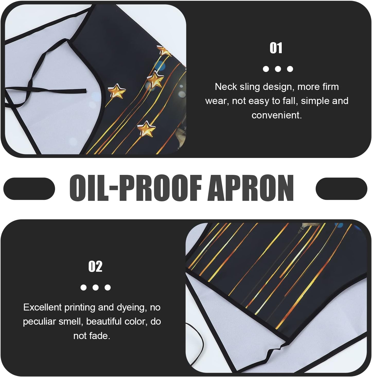 LUOZZY Ramadan Kareem Apron Eid Decorations for Home Baking Apron Muslim Kareem Ramadan Home Kitchen Housewarming Gifts, Black