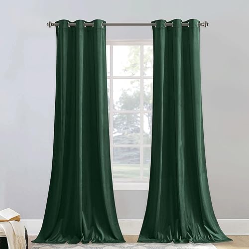 Miniatura 14 de StangH Cortinas de Terciopelo Verde Azulado Opacas - Cortinas de Servicio Pesado con Aislamiento Térmico Decoración del Hogar para Sala de Estar de