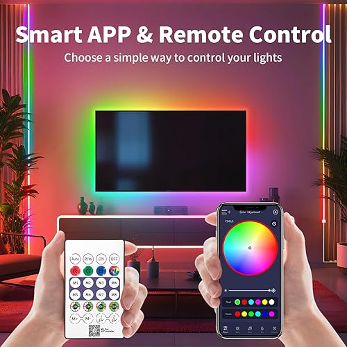 Miniatura 4 de iNextStation Tira de luces LED de neón de 6.56 pies, luces LED RGB inteligentes de neón con aplicación y temporizador de control remoto,