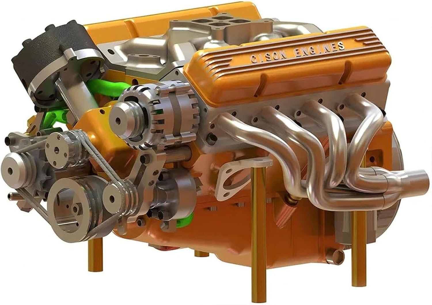 Gasoline Ohv V8 Small Block Engine Model Kit, Cison V8 Engine Model Kit Gasoline, Mini V8 Model Engine Kit, Car Engine Model Kit, Assemble Stem V8 Model Engine for Adults Yellow