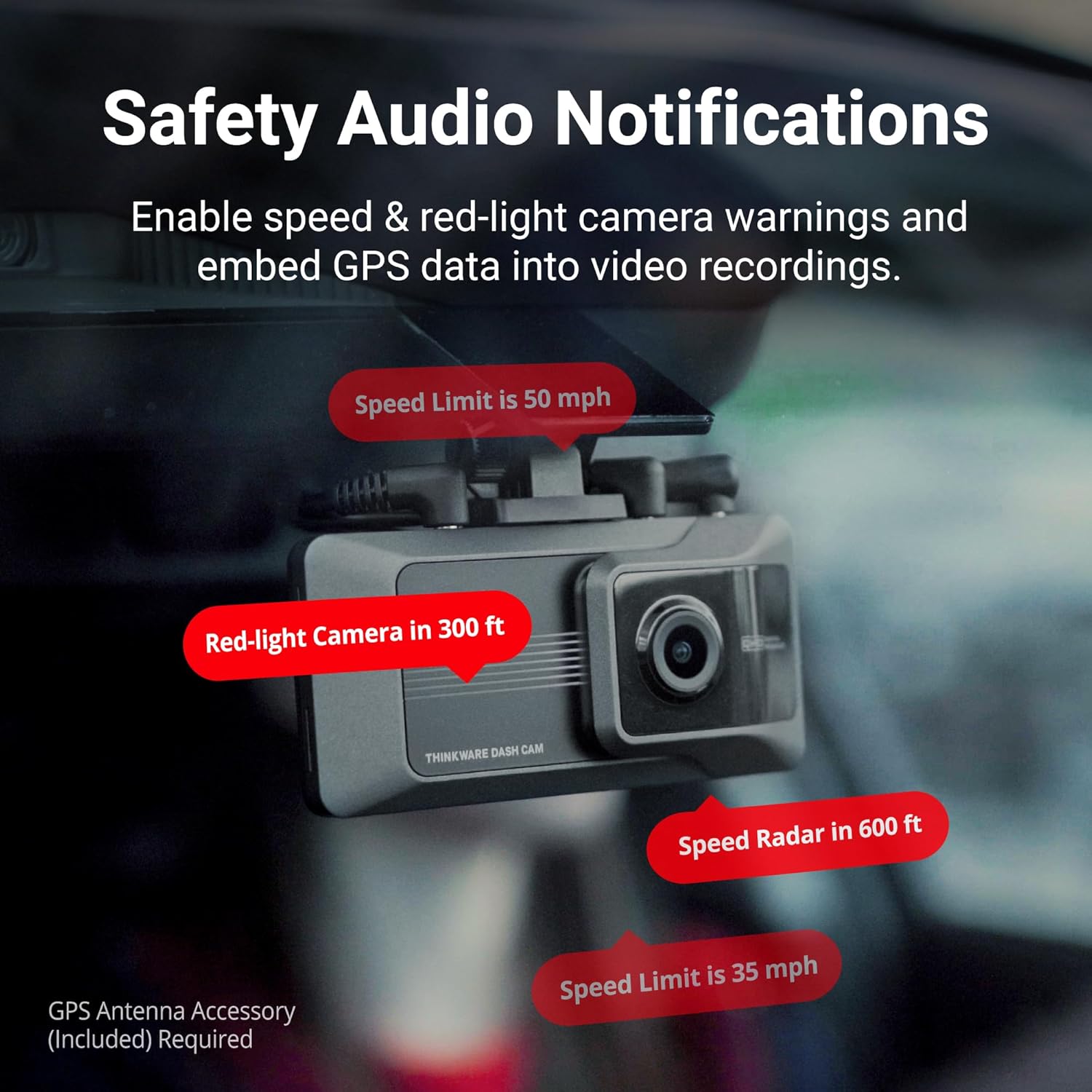 Thinkware ARC Dual Dash Cam Front & Rear 2K QHD, 2.7” LCD Touchscreen, 130° Wide Angle, GPS, Wi-Fi, Super Night Vision, Smart Driving Alerts, 24/7 Parking Mode, Hardwiring Included