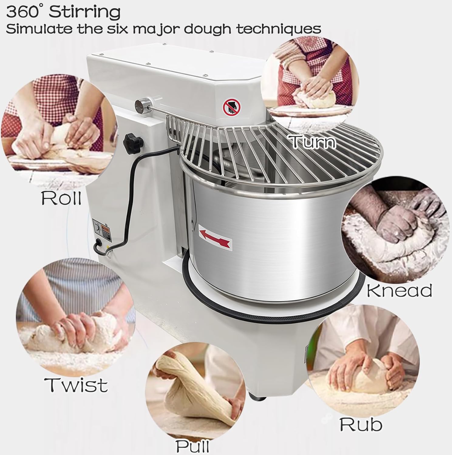 INTSUPERMAI Commercial Dough Mixer Machine Electric Food Mixer with Removable Bowl Double Action Double Speed Dough Kneading Machine for Schools Bakeries Restaurants Pizzerias 110V 30 L/30 QT Capacity