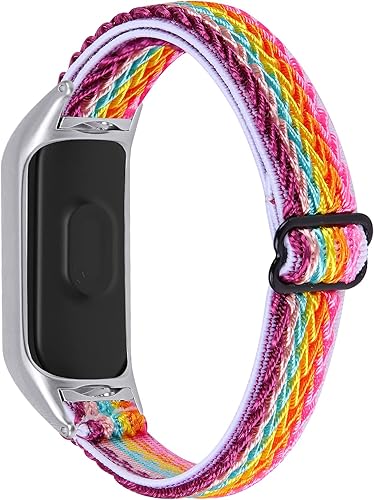 Miniatura 2 de Mi Band 3 pulsera elástica, 5.3 "-8.3" correa ajustable transpirable suave de nylon banda elástica de reemplazo con marco de metal compatible con Mi