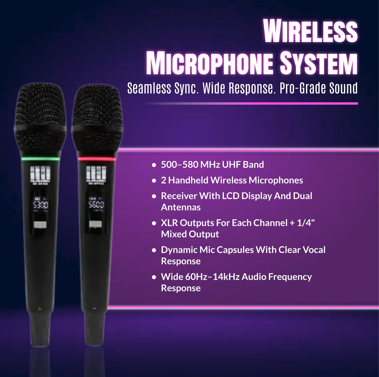 MUSYSIC Portable PA System with 2000W Amp & Wireless UHF Microphone System. 6 Ch Audio Mixer with Multiple Inputs. pa system with wireless microphone and speakers, Complete w/Stands - 10" Speaker 800W