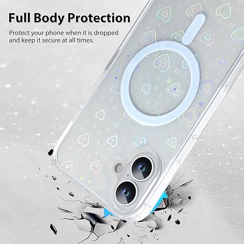 Miniatura 2 de MZELQ Funda compatible con iPhone 11 de 6.1 pulgadas con láser brillante y corazón arcoíris + protector de pantalla, bonito patrón diseñado para