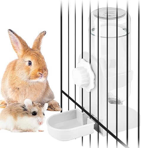 Miniatura 10 de kathson Dispensador de agua de conejo para jaula de 17 onzas, botella de agua colgante de conejillo de indias sin goteo, botella de agua automática