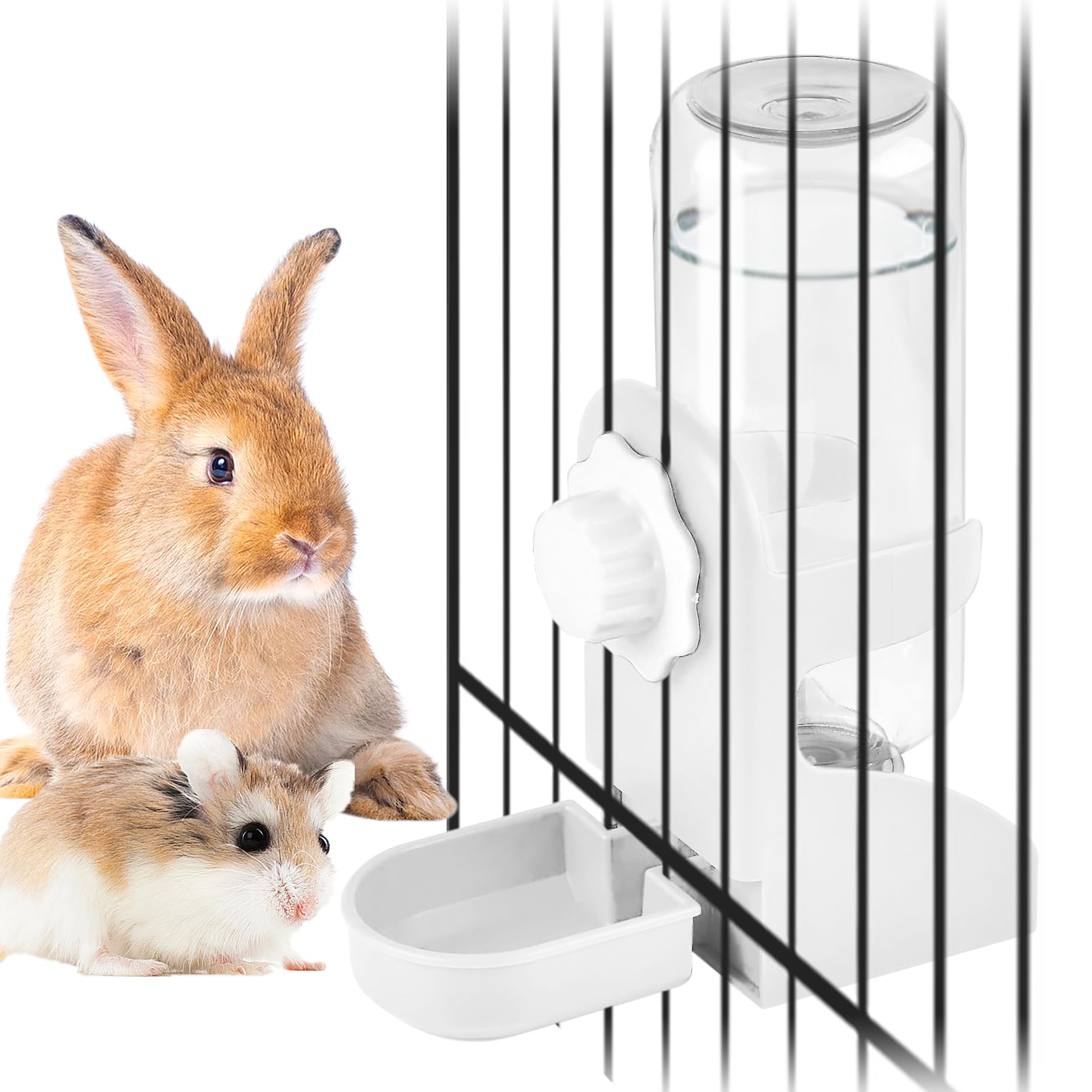 kathson Rabbit Water Dispenser for Cage 17 Oz Hanging Guinea Pig Water Bottle No Drip Gravity Automatic Bunny Water Bottle No Leak Small Animal Water
