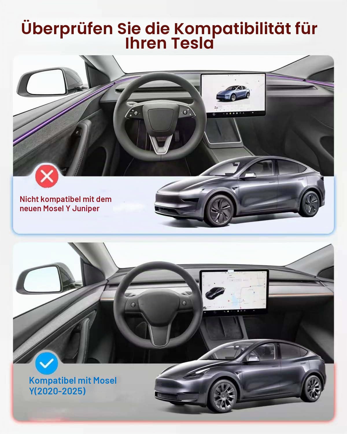 Tesla Model Y Sonnenschutz Glasdach. Nano Hitzeschutz UV faltbar Innenraum Grau. 2020-2025.