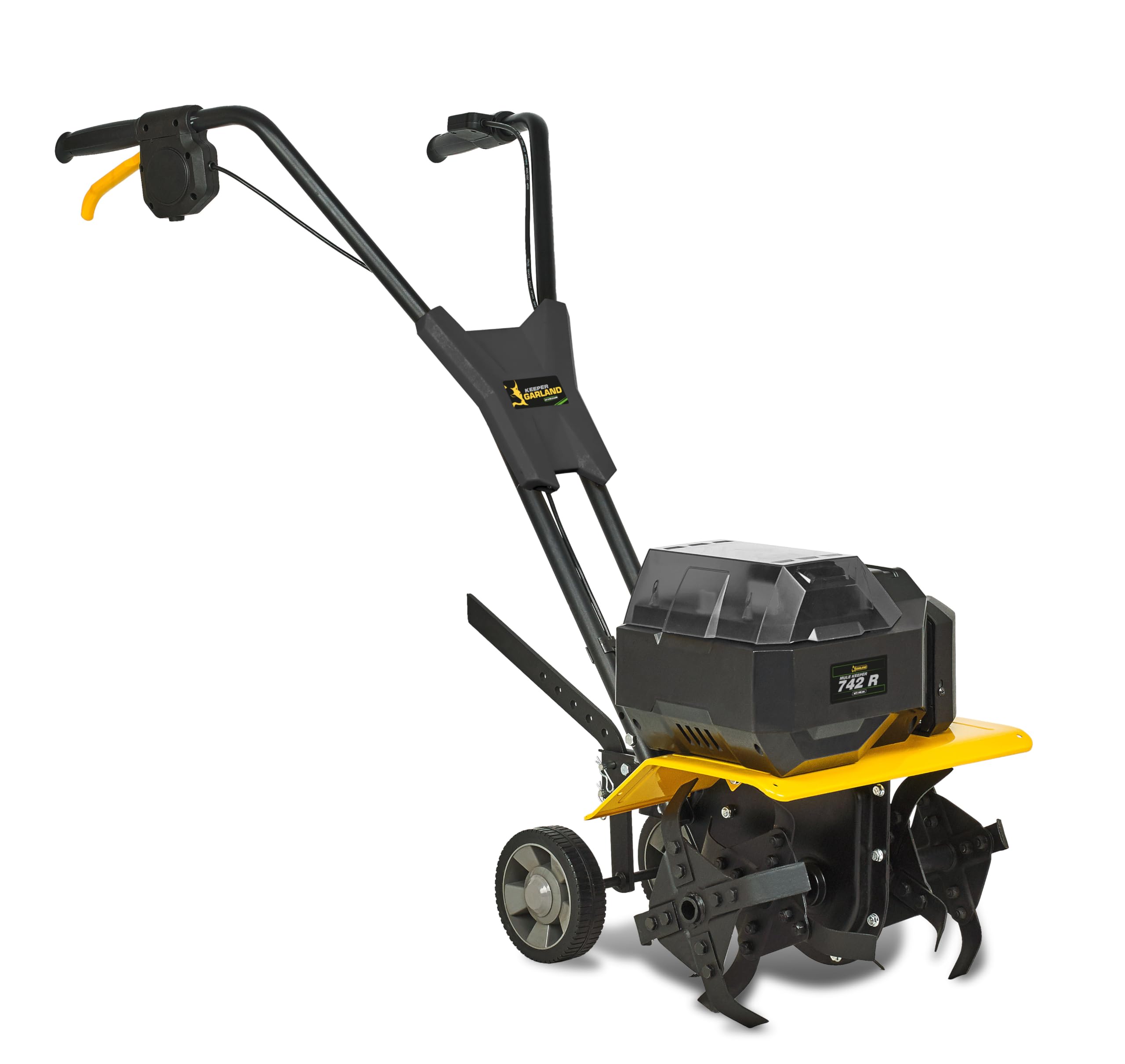 GARLAND Mule Keeper 40V 742R-V23 – Motoazada eléctrica a batería 800 W, Ancho Trabajo 40 cm, 4 Fresas 26 cm, 2 velocidades adelante y una atrás, sin batería ni Cargador incluidos