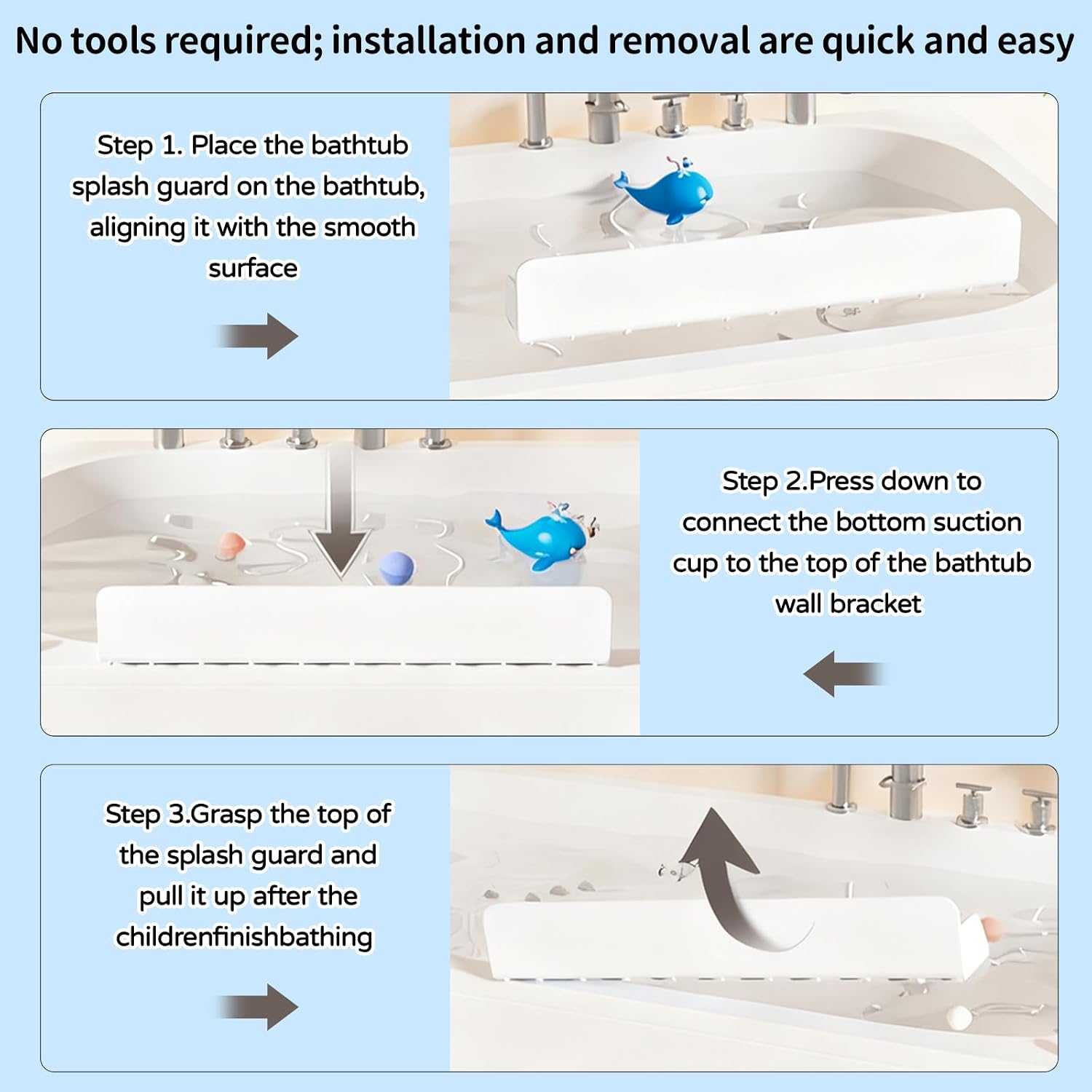 Splash Guard for Bathtub, 31-Inch Silicone Tub Toy Tray for Kids | Bathtub Splash Guard for Kids, Tub Edge Guard with Toy Holder Shelf to Help Reduce Spills and Keep Floors Dry