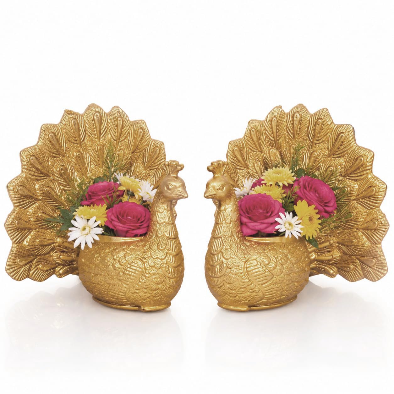 Golden Peacock Flower Vase for Pooja Room [ Flowers not Included ] | 3D Printed PLA, Painted Gold Finish, Temple Decor, Home Mandir Decoration, Festival & Gift Item-picture-30