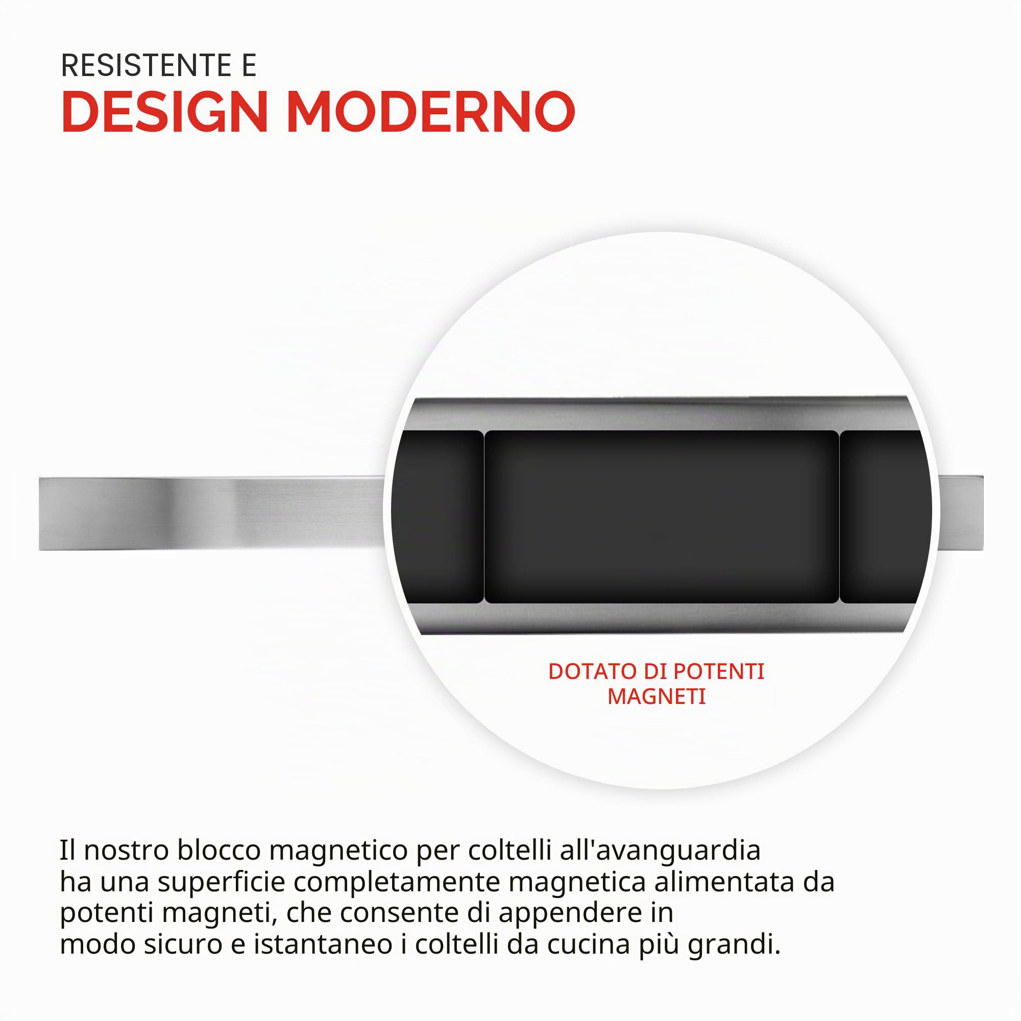 Modern Innovations Barra magnetica per coltelli in acciaio inox da 61 cm, multiuso come porta coltelli, striscia magnetica per coltelli, porta utensili da cucina, porta attrezzi, organizer per
