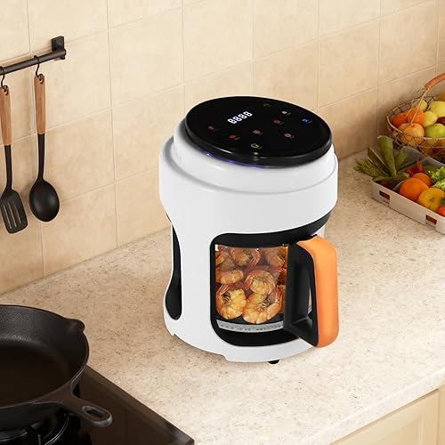 Miniatura 3 de Freidora de aire de 4.23 cuartos de galón con tazón de vidrio con pantalla táctil de 1000 W, tecnología de freír aire 3D para una cocción saludable,