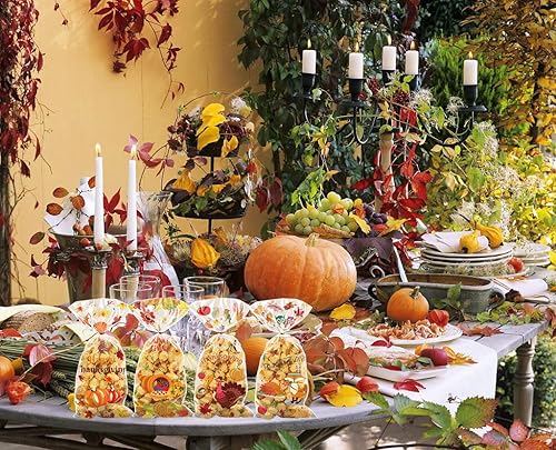 Miniatura 4 de 100 bolsas de celofán de Acción de Gracias, bolsas de celofán de otoño, calabaza, hojas de otoño, pavo, girasol, búho, bolsas de regalo, para fiesta