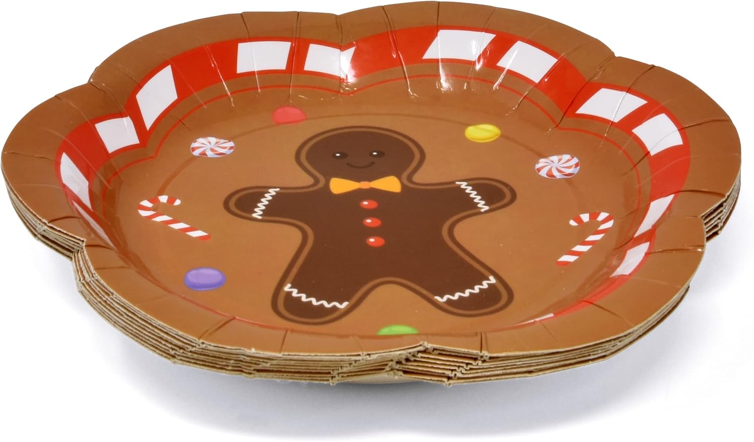 24 Disposable Christmas Gingerbread Party Cup with Handle and Paper Saucer
