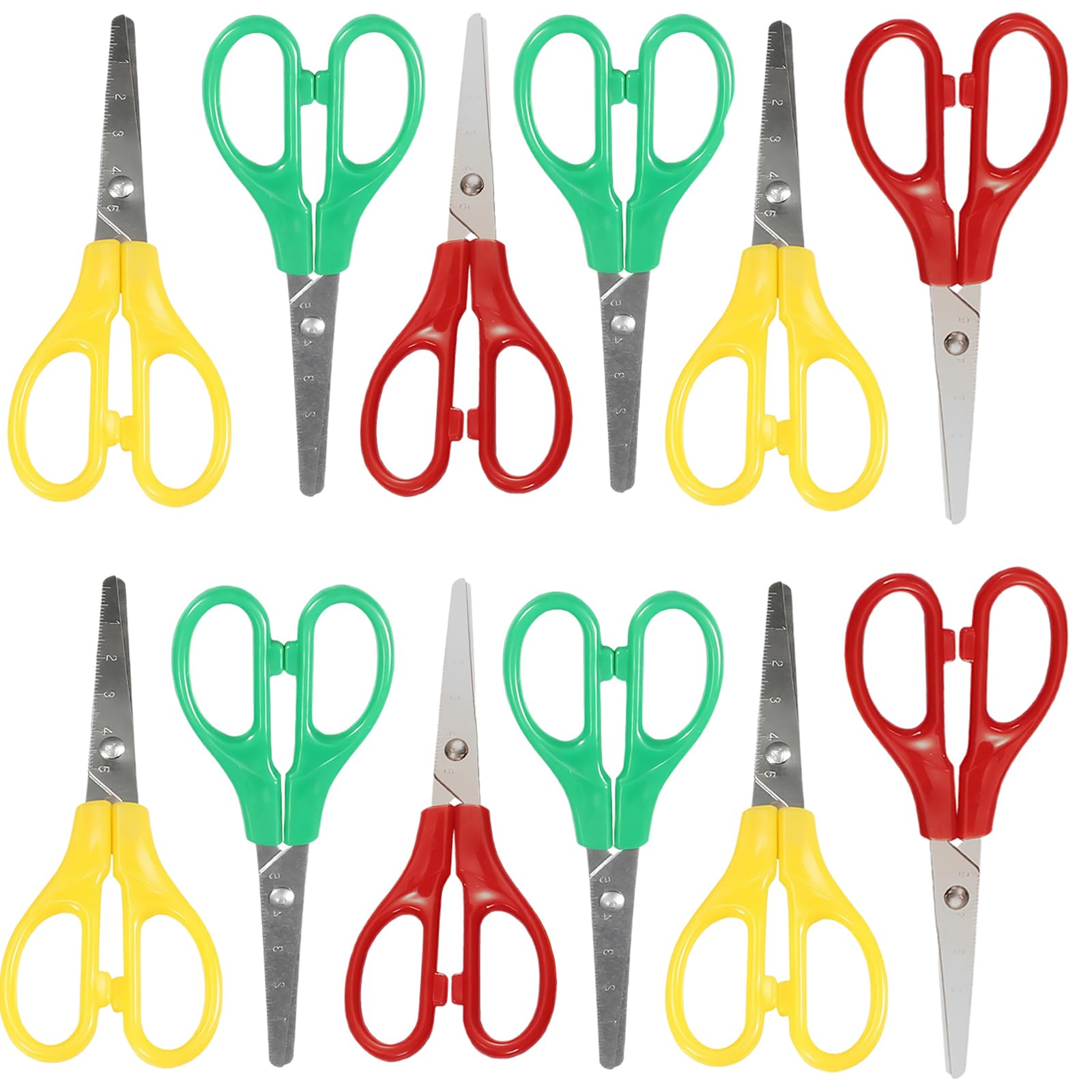 12 Pcs Blunt Tip Safety Scissors with Cm-Scale Plastic Handle for Scrapbooking DIY Craft Students Teaching Stationery