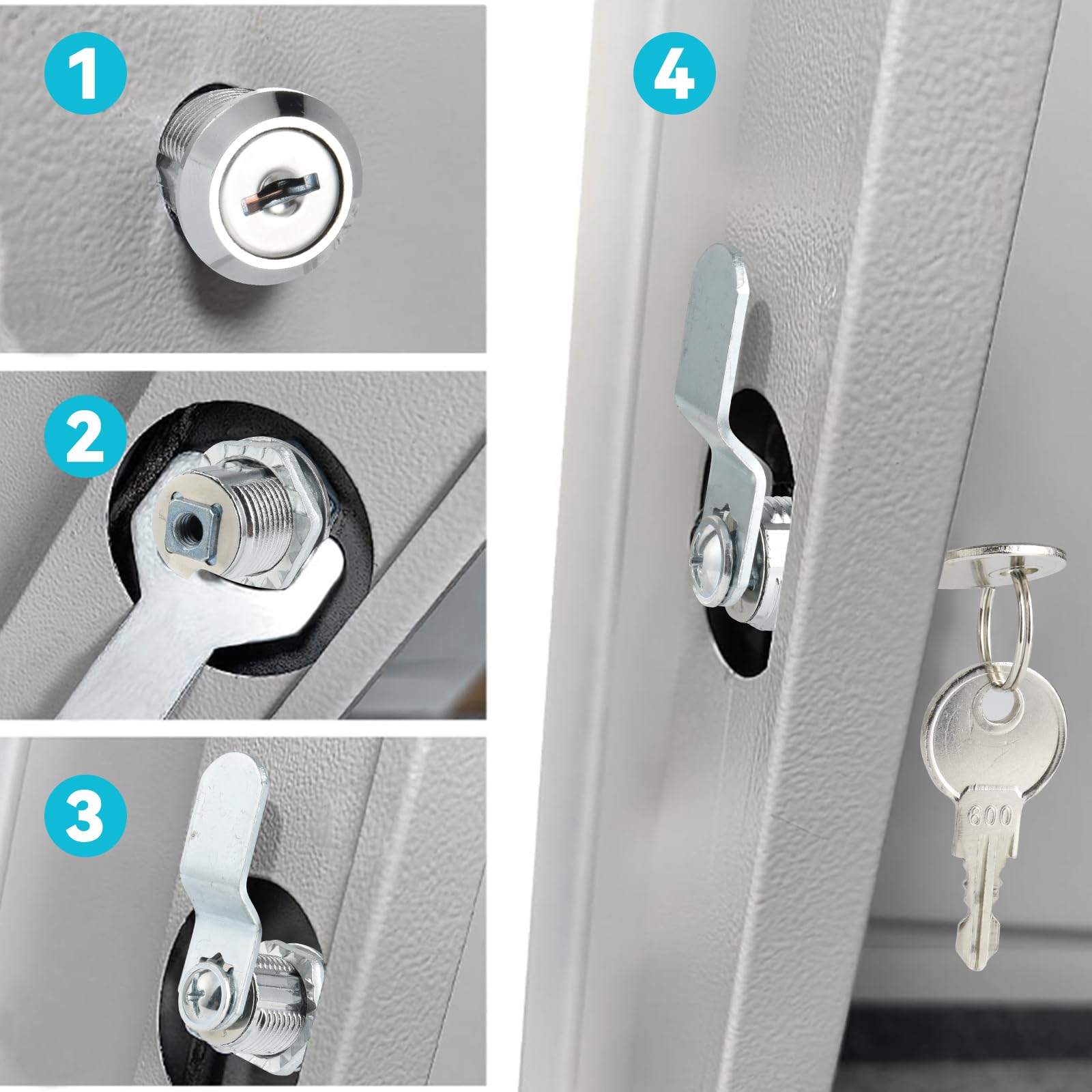 AiQInu Cerradura Buzon 16mm, Cerradura de Leva Universal de Seguridad de Buzón con 2 llaves, Viene con 7 Placas de Bloqueo Diferentes para Puerta de Armario, Buzones, Vitrinas