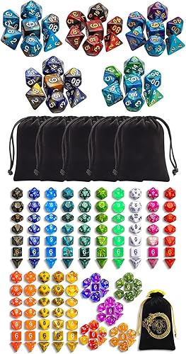 Miniatura 1 de CiaraQ Juego de dados poliédricos con bolsas negras, compatible con juegos de mesa Dungeons and Dragons DND RPG MTG