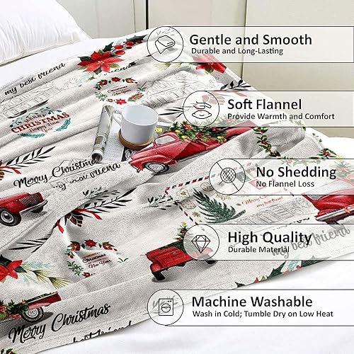 Vista 181 de LUVIVIHOME Manta de Feliz Navidad, bolas de Navidad azules doradas, manta de invierno con copos de nieve, manta individual, acogedora manta cálida