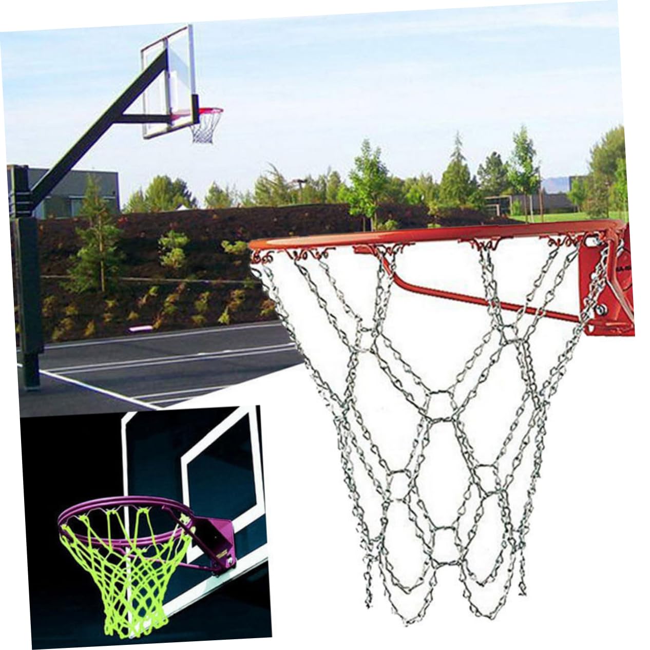 Basketballnetz Eisenkette Robust Silber Ersatznetz Weihnachten Party