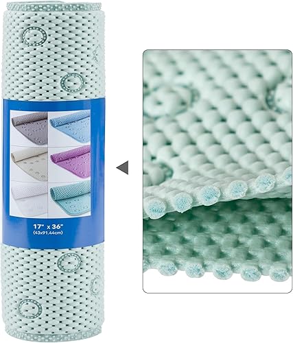Tapete antideslizante de espuma de doble capa de 37 x 17 pulgadas, más cómodo y grueso que el tapete de ducha de espuma ordinario, tapete de baño