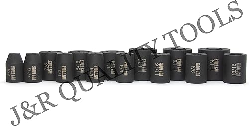 Miniatura 3 de VCT Juego de dados de impacto poco profundo de grado profesional, 14 piezas, 1/2 pulgadas, unidad SAE automotriz mecánico