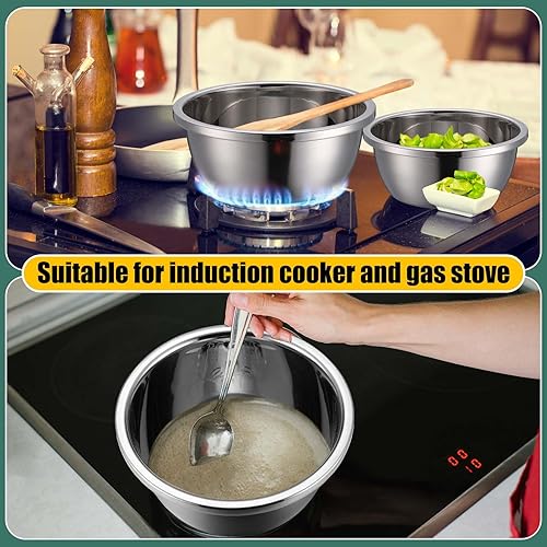 Miniatura 6 de Tioncy 4 coladores microporosos de acero inoxidable 304 con tazón de mezcla de 2 cuartos y 4 cuartos de galón de capacidad, colador de arroz para