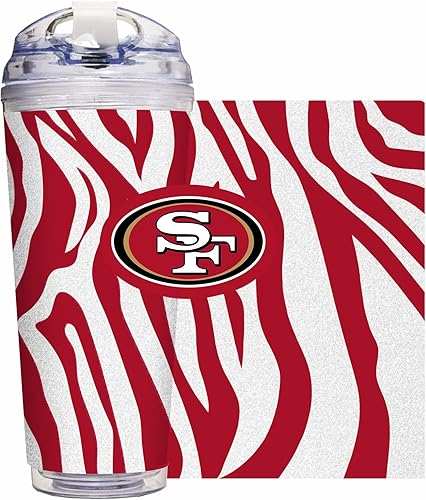 Miniatura 40 de Rico Industries NFL Football Glitter 24 onzas Vaso de purpurina acrílico con tapa con bisagra, Vaso de doble pared oficialmente licenciado