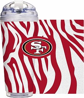 Rico Industries NFL Football Glitter 24oz Acrylic Glitter Tumbler with Hinged Lid, Officially Licensed Double Wall Tumbler with Straw