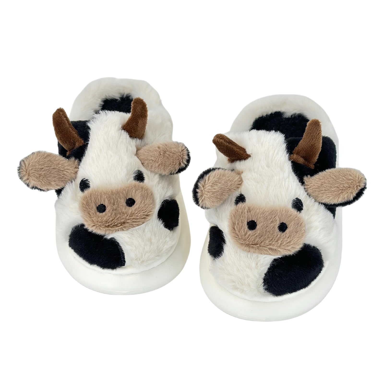 XIXITIAO Cow Slippers for Kids Cute Cartoon Animal Toddler Slippers Girls Boys House Shoes Winter Fluffy Indoor Shoes Soft Warm Plush