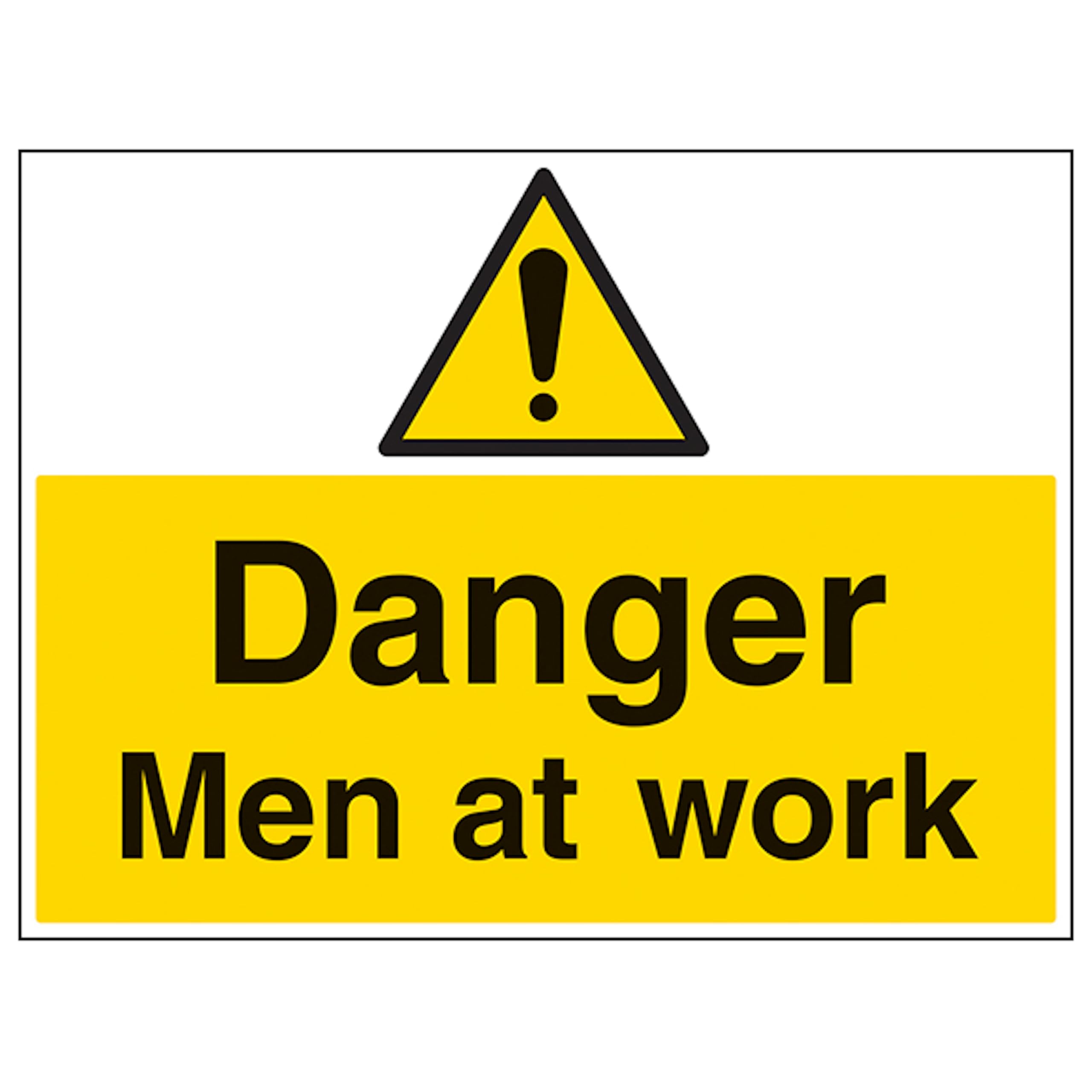 V Safety Danger Men At Work - Large Landscape 400 x 300 mm - 2mm Rigid Plastic Safety Sign