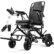 Electric Wheelchair for Adults, Lightweight Folding Motorized Wheelchairs 33 lbs, 12 Miles Range with Dual 250W Motors, 250Wh Battery, Portable Power Wheelchair for Seniors, Travel & Daily Use Black