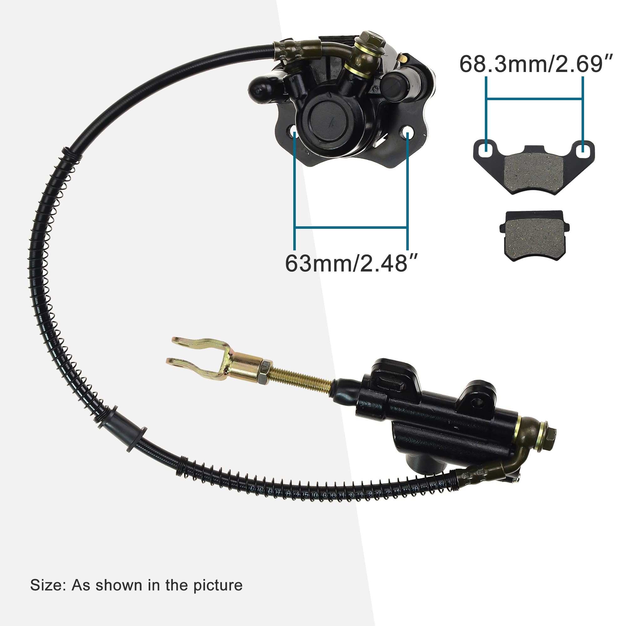 GOOFIT Assemblaggio del cilindro cilindro principale del freno posteriore Con pastiglie dei freni di ricambio Sostituzione per 50cc 70cc 90cc 110cc 125cc Scooter cinese ATV Quad