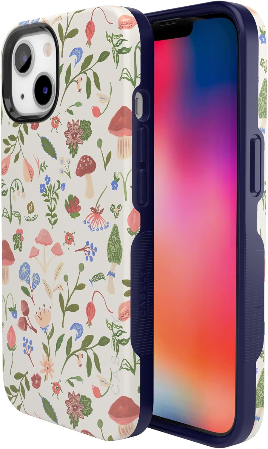 Casely iPhone 13 Case | Garden Party | Mushroom Floral | Bold Protective Design | Compatible with MagSafe