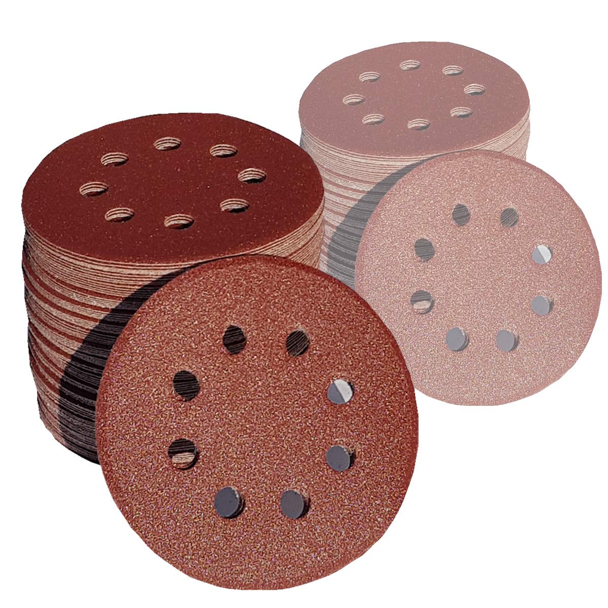 25 unidades de discos abrasivos de 125 mm de diámetro, con 8 orificios, grano P150, lijadora excéntrica, lijadora de cuello largo