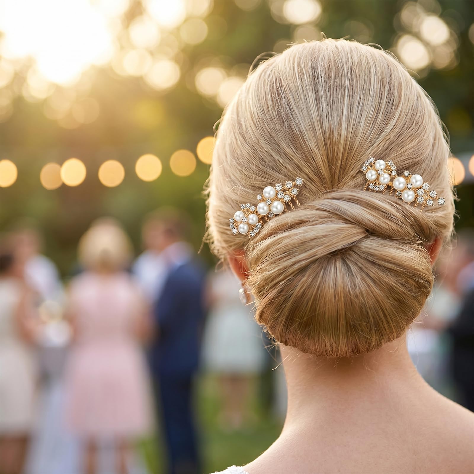 3 Stück Strass Perle Braut Haarschmuck Hochzeit Haarschmuck Gold Brautschmuck Haare Perlen Haarnadeln Braut Kopfbedeckung Seitenkämme für Brautfrauen Brautschmuck Haare(Gold)
