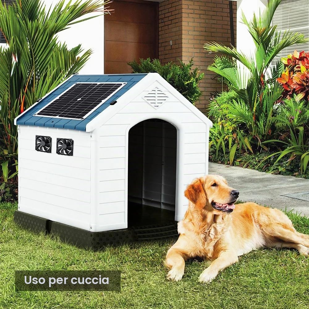 Kit di ventilatori a pannello solare, 12 W, resistente alle intemperie, con ventola CC per piccoli pollai, serre, capannoni, case per animali domestici, scarico finestre (doppia ventola)