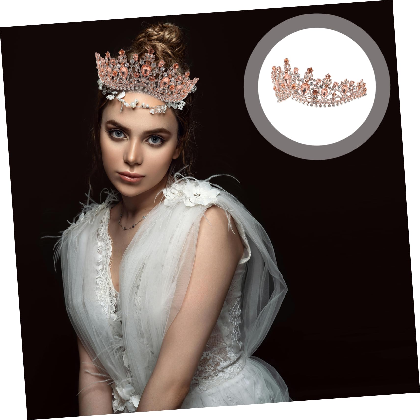 Healeved 2pezzi Coroncina Rosa Con Artificiali Accessorio Per Matrimonio e Cerimonie Per Bride e Damigelle Design e