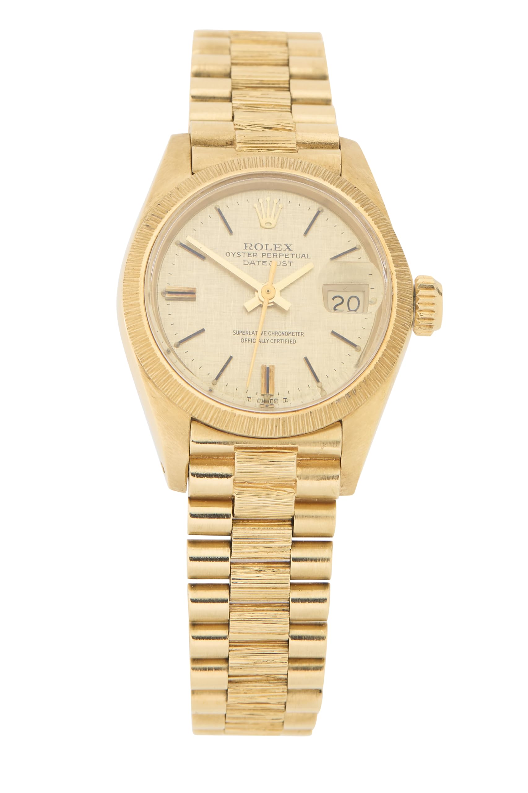 Pre-loved Gold Linen Dial Bark President 6927 26mm, Gold