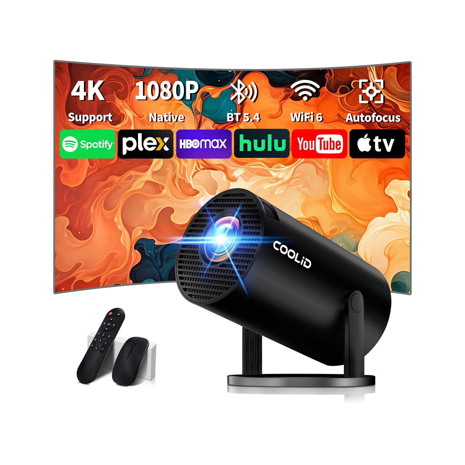 Mini Vidéoprojecteur YEEFON 1080P 230 ANSI - WiFi 6, Bluetooth 5.2, Android 11 - Portable Home Cinéma 360° - 7