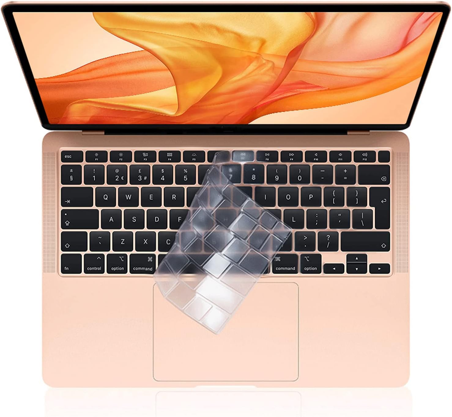 Keyboard Cover Compatible for MacBook Air M1 13 inch 2021 2020 A2337 A2179 with Retina Display & Touch ID, UK and EU Layout Ultra Thin Protector Skin, TPU Clear