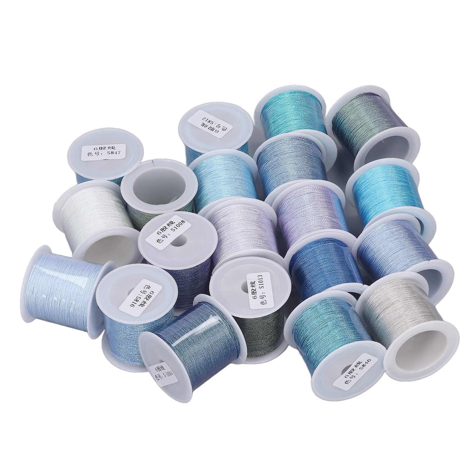 Stickgarn-Set, 20 Stück, Bunt, 6 Stränge, Nähgarn für Schmuckherstellung, Projekte, Polyester, 50 M