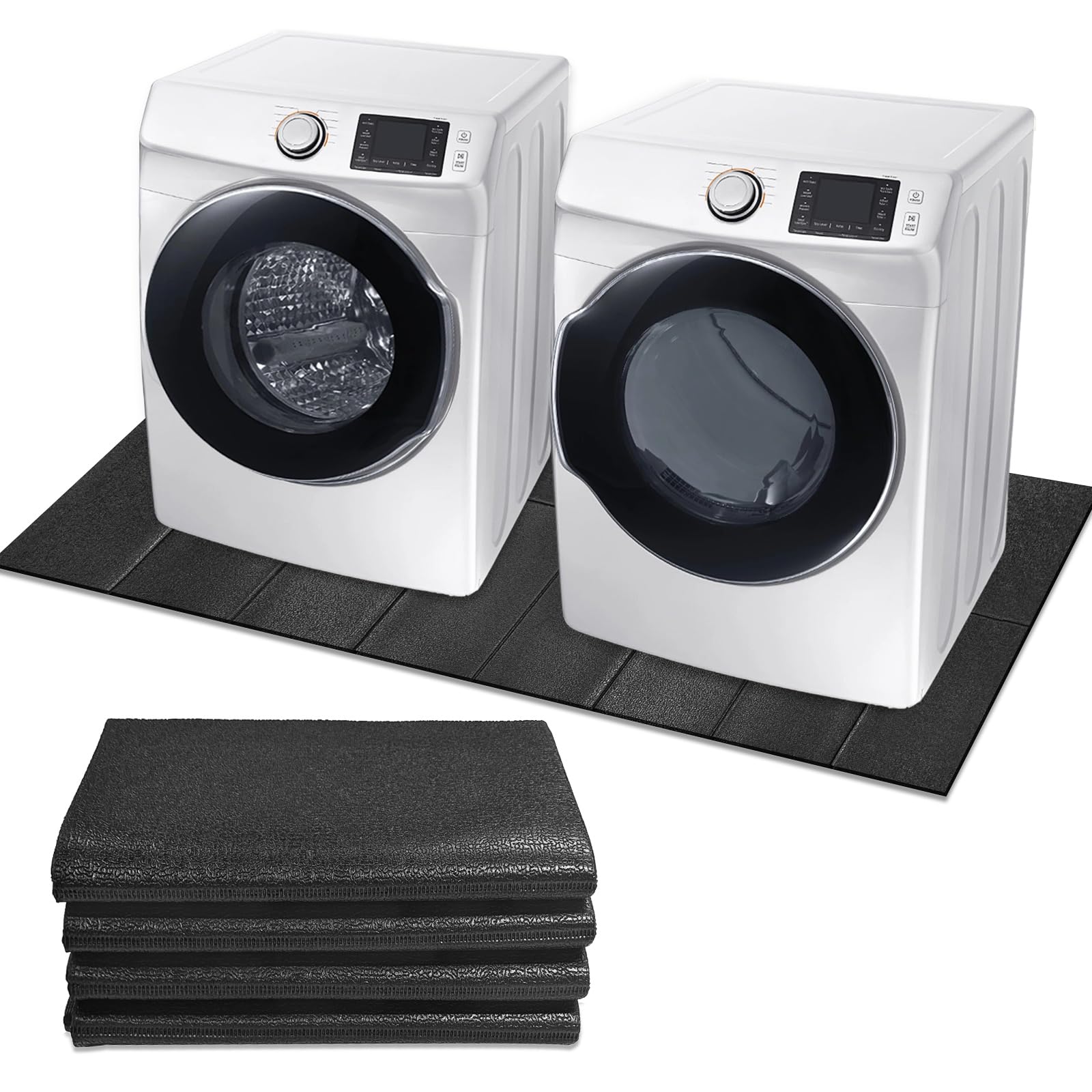 Photo 1 of Washer Dryer Anti-Vibration Mat 62.9 * 29.5 Inches Foldable Rubber Mat for Washing Machine Dryer Waterproof Noise Reducing Pads Non-Slip Shockproof Mat for Floor Protection